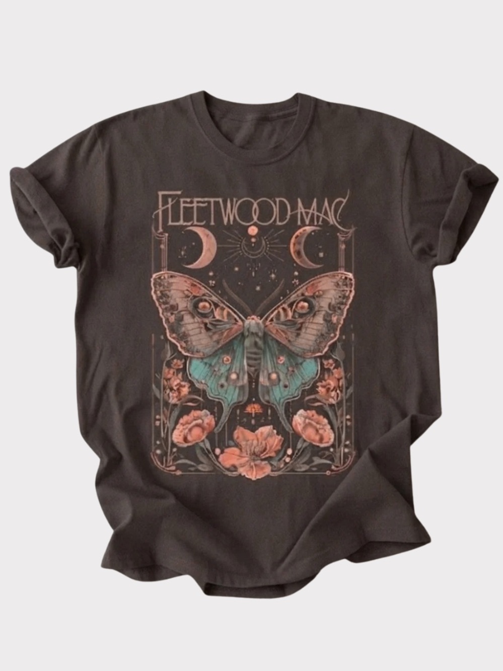 Fleetwood Mac Butterfly Graphic Tee Gildan T-Shirt Brown